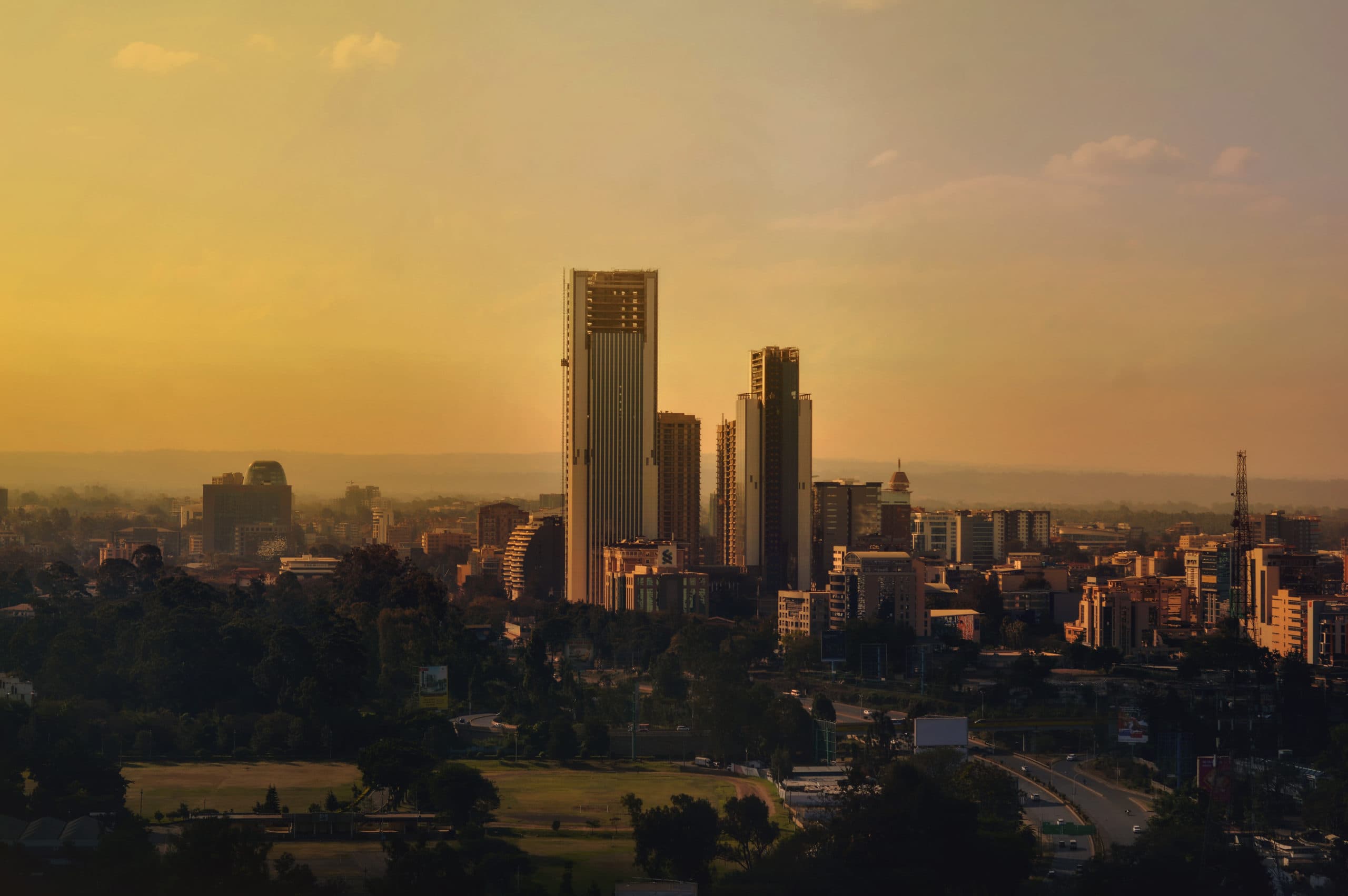 Nairobi skyline at sunset
